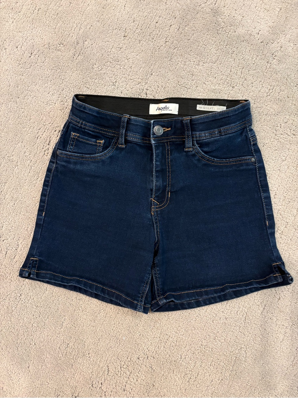 Angels Forever Young Dark Blue Denim Shorts 360 Sculpt Size 6 Women’s Stretch